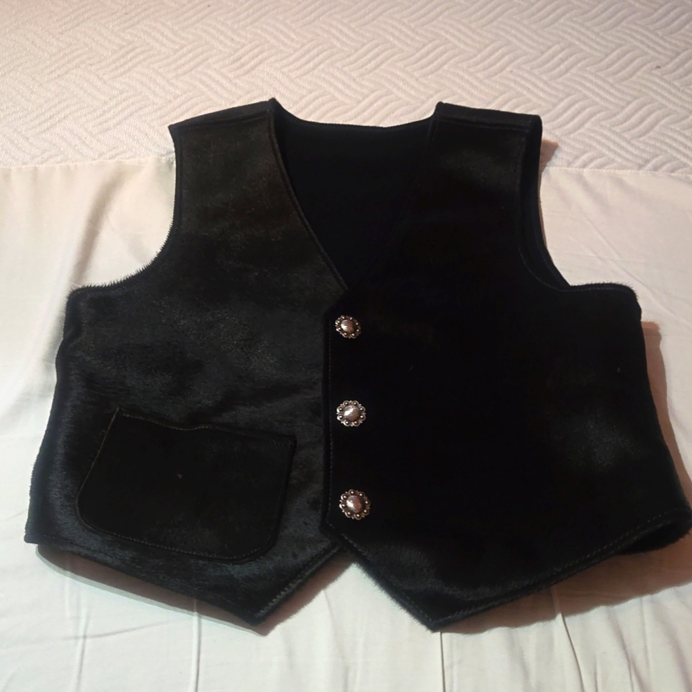 Men's Real Cowhide Leather Vest  Western Cowboy Black/Brown Leather Vest